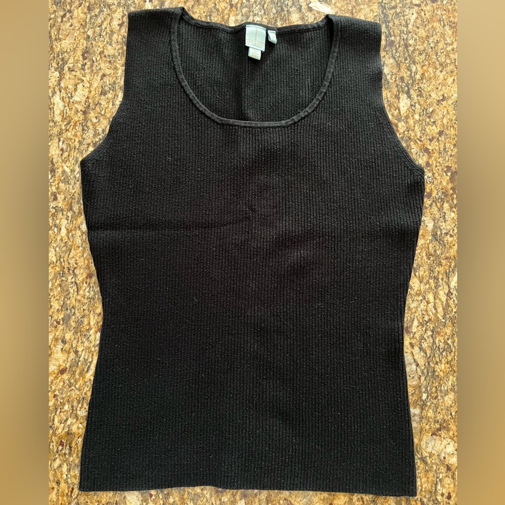 Fitted Black Ribbed Sleeveless Tank Top